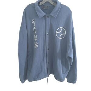 ASOS Design Oversize Light Blue 1993 Homerun Snap Button Closure Jacket - XL